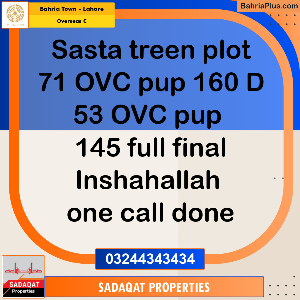 10 Marla Residential Plot for Sale in Overseas C -  Bahria Town, Lahore - (BP-361711)