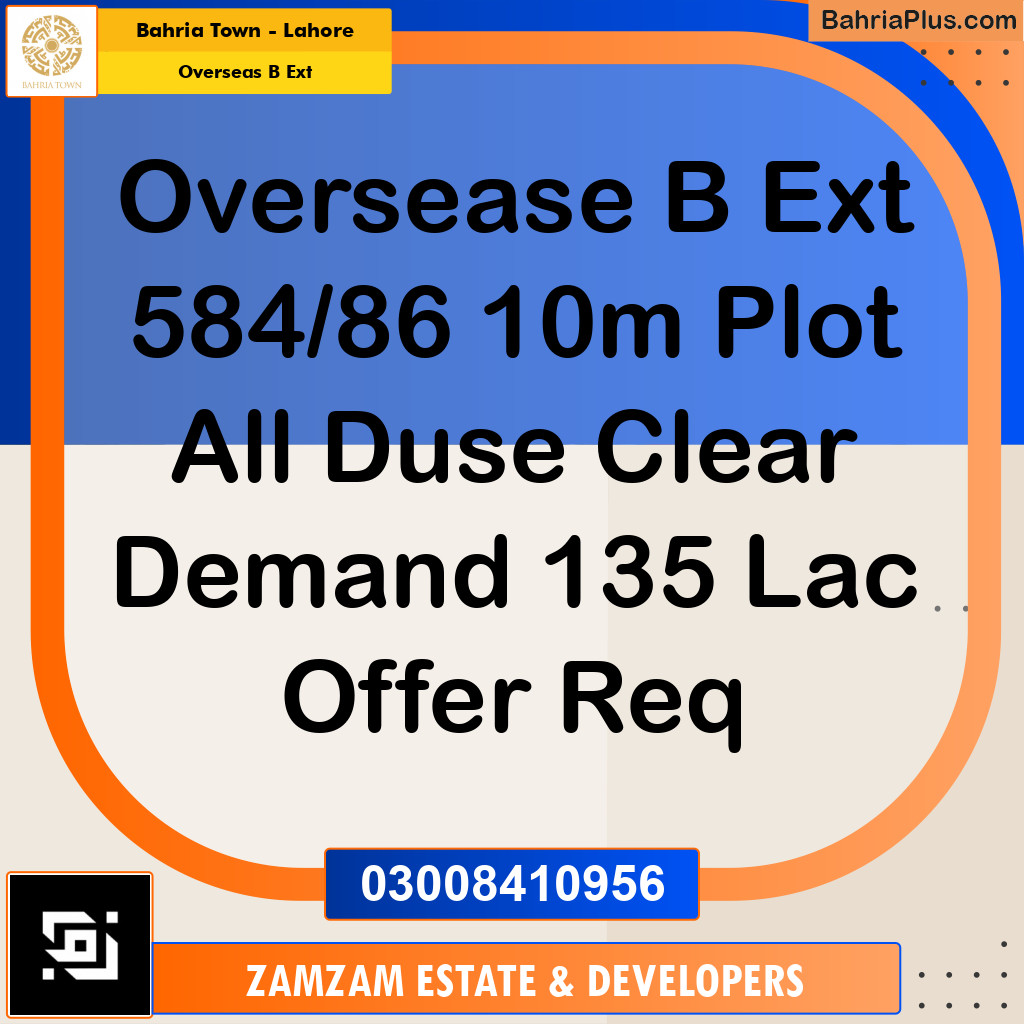 10 Marla Residential Plot for Sale in Overseas B Ext -  Bahria Town, Lahore - (BP-361813)