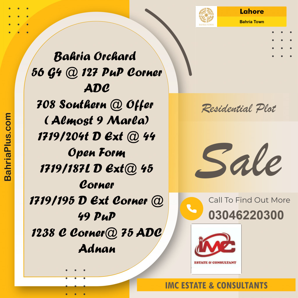 Residential Plot for Sale in Bahria Town, Lahore - (BP-361820)