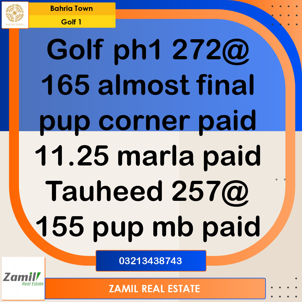 11 Marla Residential Plot for Sale in Golf Phase 1 -  Bahria Town, Lahore - (BP-361839)