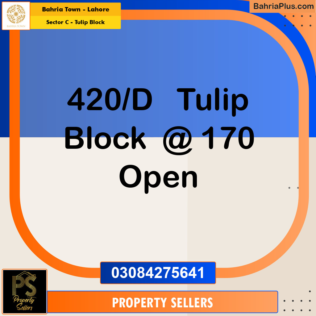 10 Marla Residential Plot for Sale in Sector C - Tulip Block -  Bahria Town, Lahore - (BP-361872)