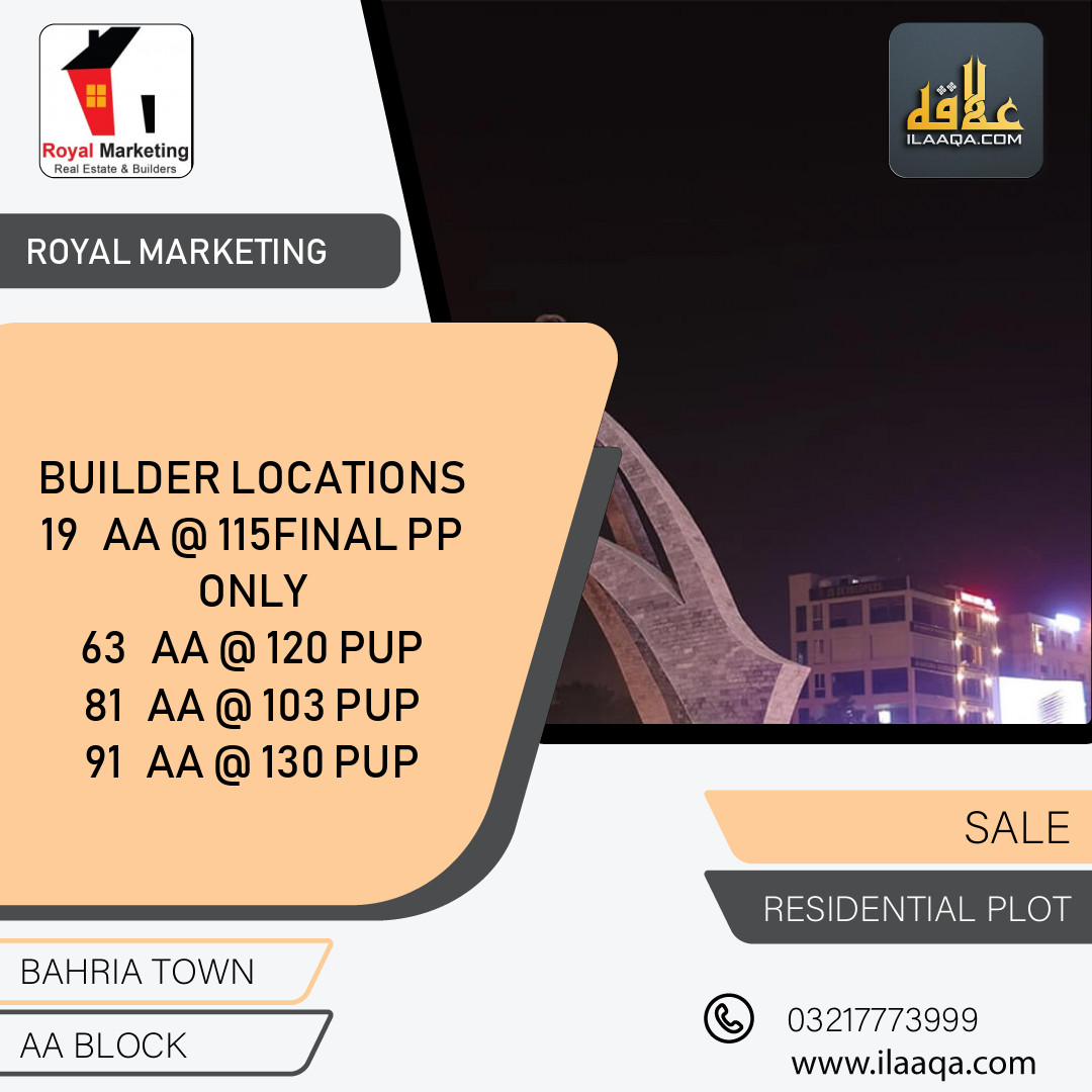 5 Marla Residential Plot for Sale in Sector D - AA Block -  Bahria Town, Lahore - (BP-361915)