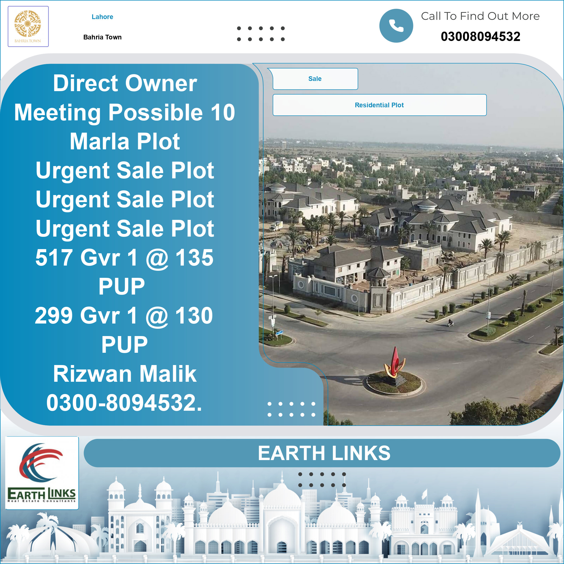 10 Marla Residential Plot for Sale in Bahria Town, Lahore - (BP-361970)