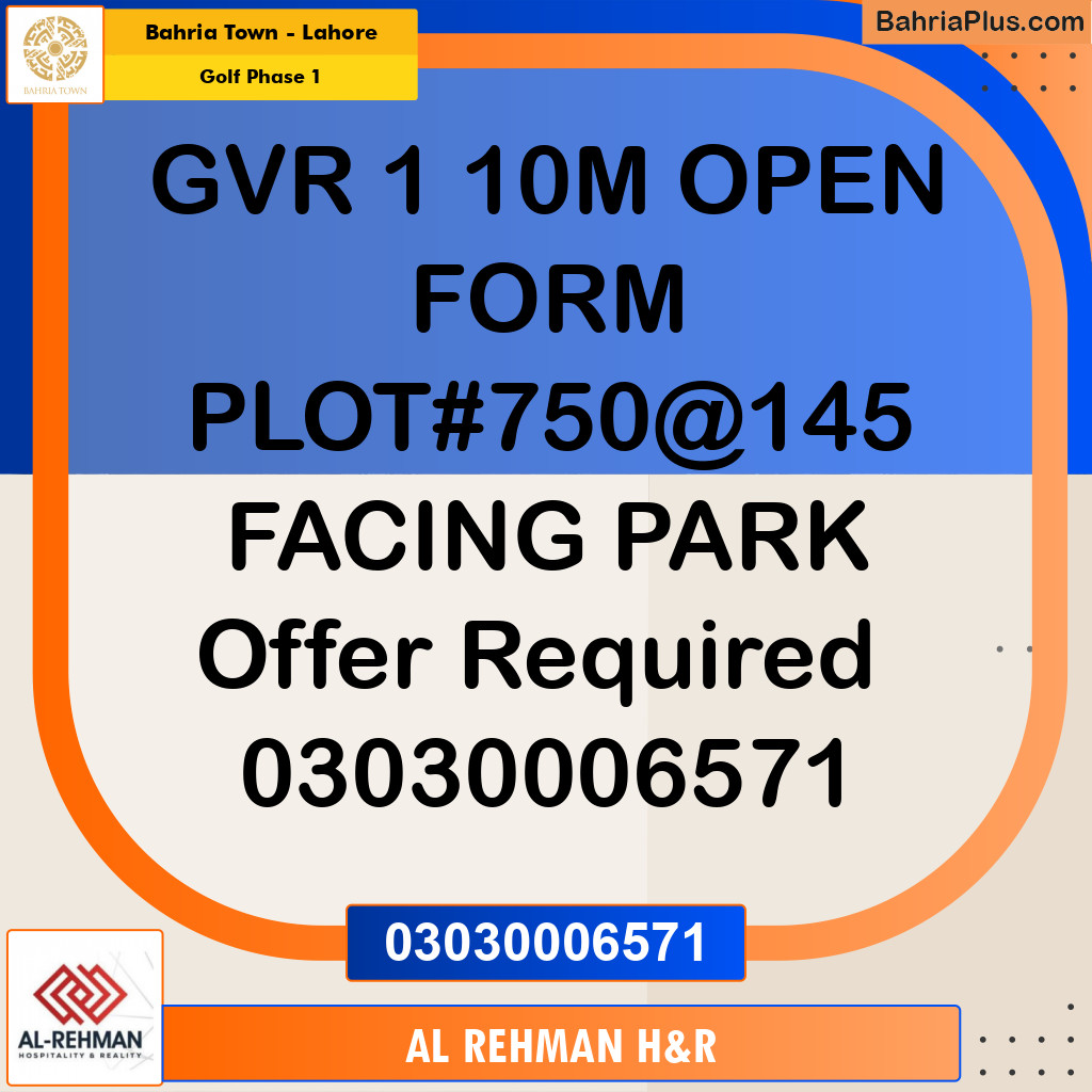 10 Marla Residential Plot for Sale in Golf Phase 1 -  Bahria Town, Lahore - (BP-362010)