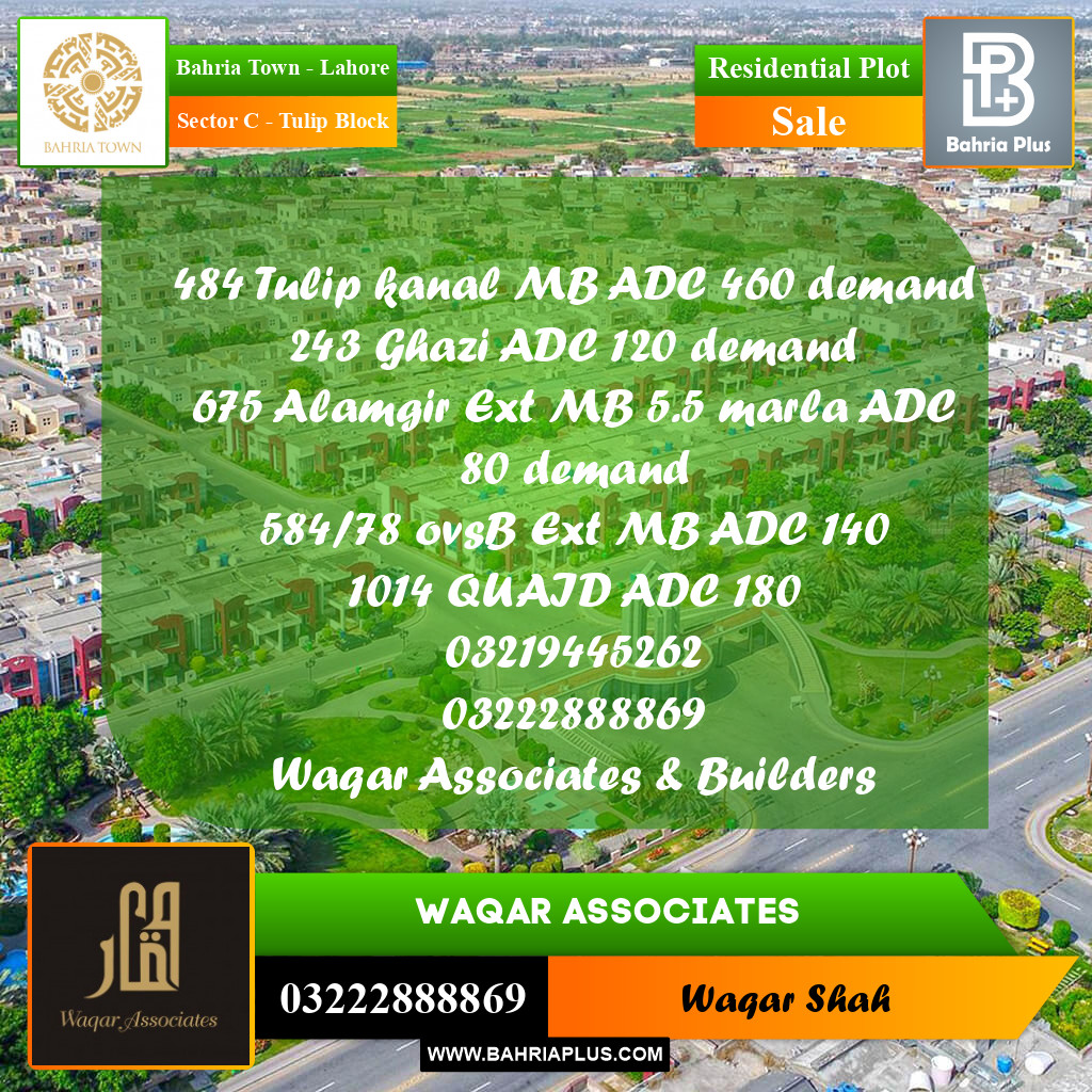1 Kanal Residential Plot for Sale in Sector C - Tulip Block -  Bahria Town, Lahore - (BP-362116)