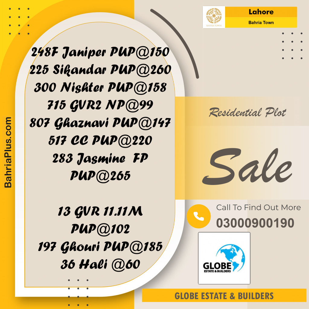 Residential Plot for Sale in Bahria Town, Lahore - (BP-362157)