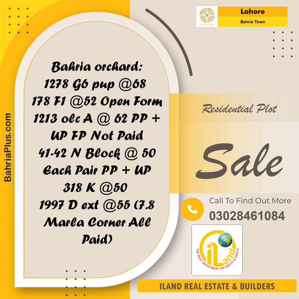 Residential Plot for Sale in Bahria Town, Lahore - (BP-362174)