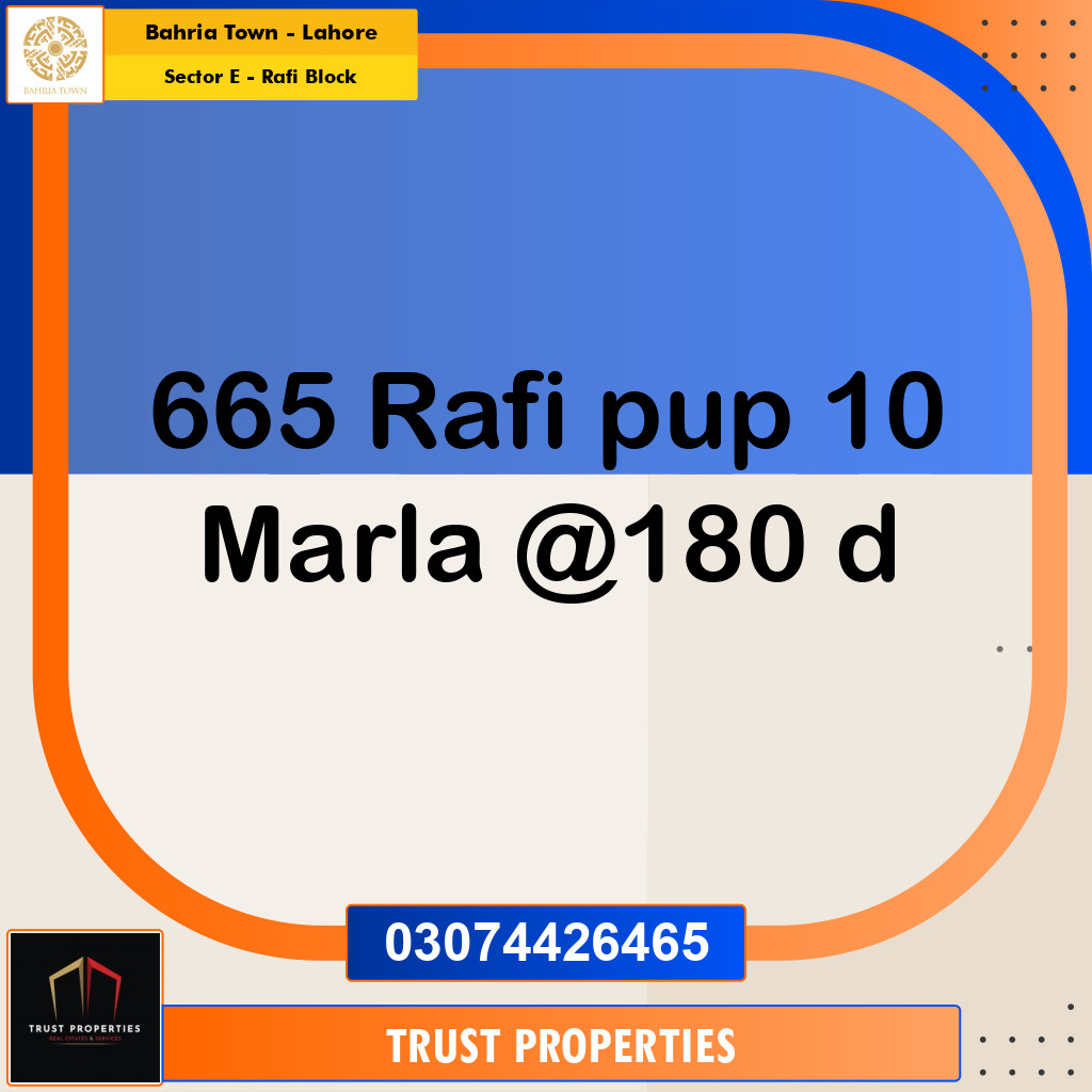 10 Marla Residential Plot for Sale in Sector E - Rafi Block -  Bahria Town, Lahore - (BP-362296)