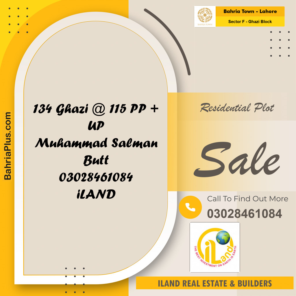 10 Marla Residential Plot for Sale in Sector F - Ghazi Block -  Bahria Town, Lahore - (BP-362300)