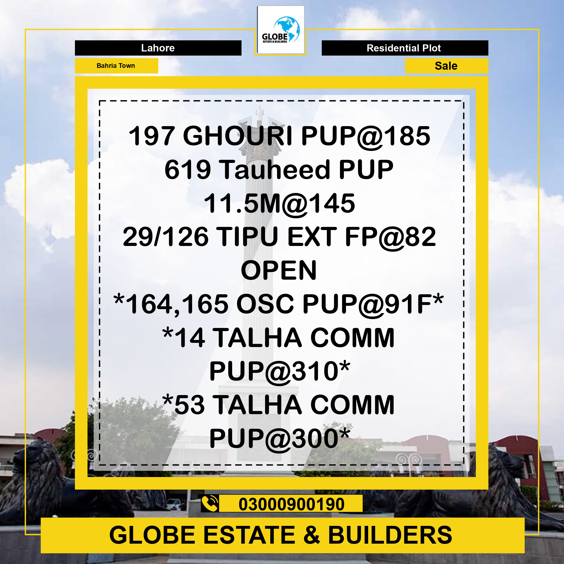 Residential Plot for Sale in Bahria Town, Lahore - (BP-362517)