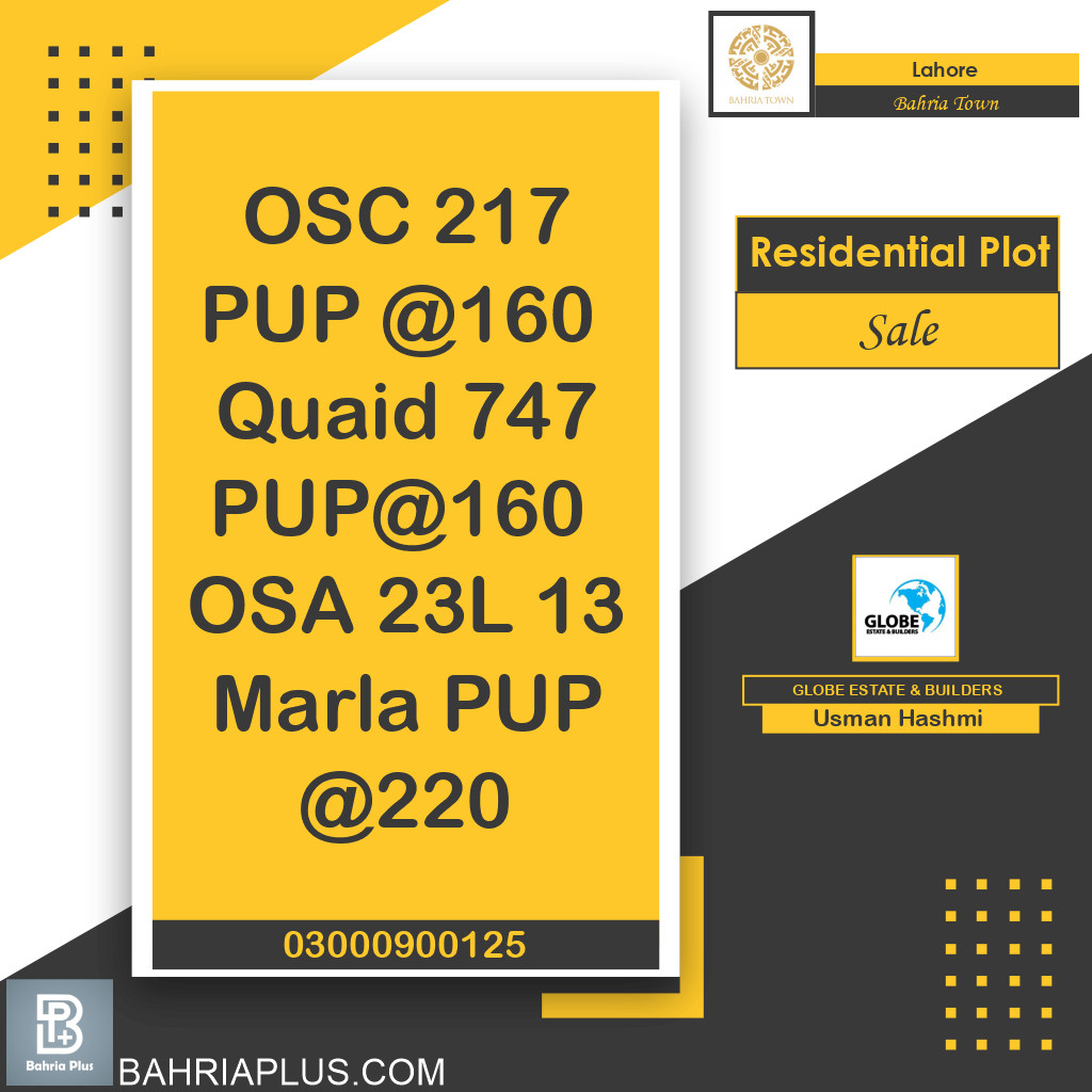 Residential Plot for Sale in Bahria Town, Lahore - (BP-362655)