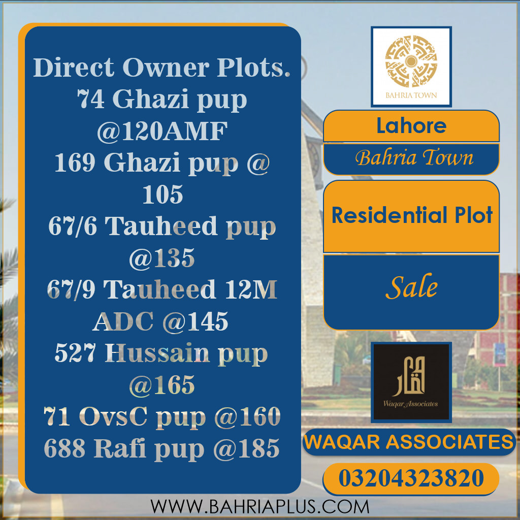 10 Marla Residential Plot for Sale in Bahria Town, Lahore - (BP-362716)