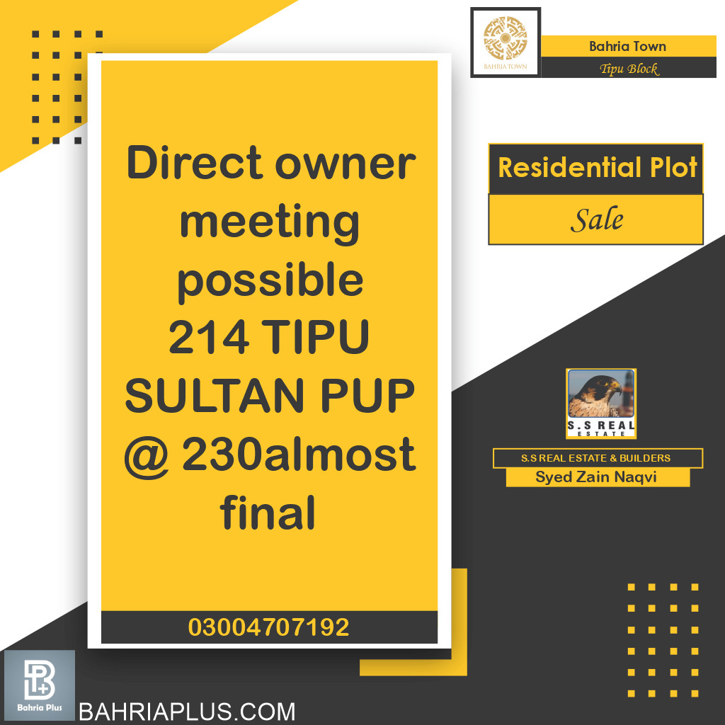 1 Kanal Residential Plot for Sale in Sector F - Tipu Sultan Block -  Bahria Town, Lahore - (BP-362766)
