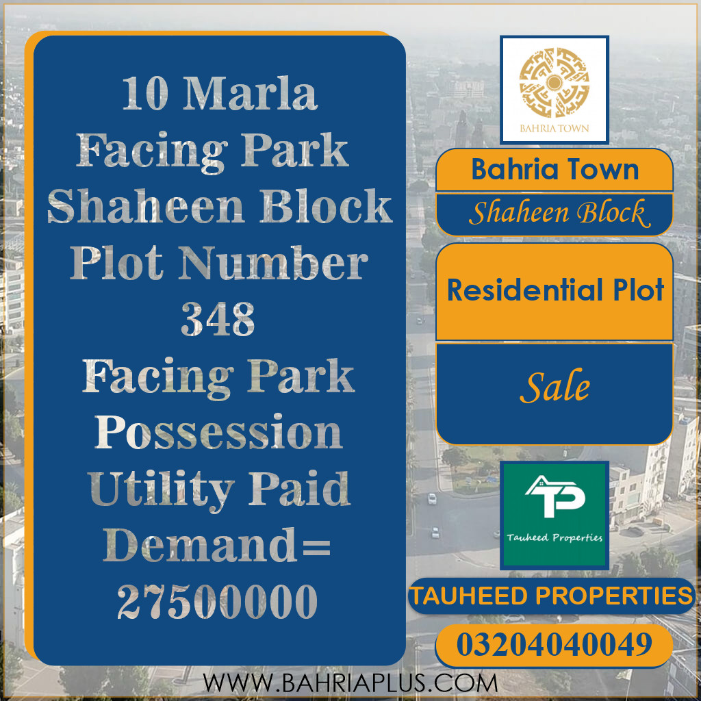 10 Marla Residential Plot for Sale in Sector B - Shaheen Block -  Bahria Town, Lahore - (BP-362776)