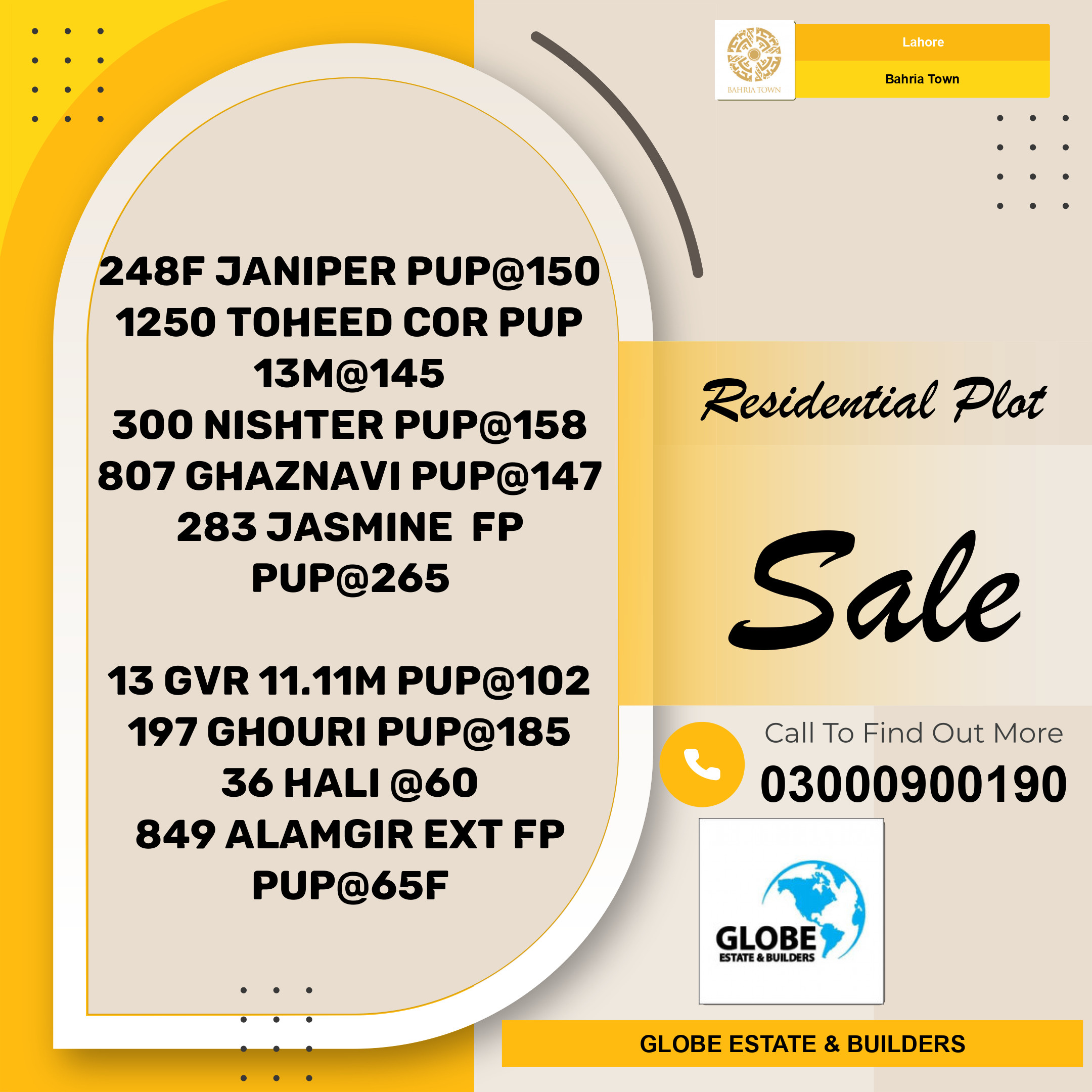 Residential Plot for Sale in Bahria Town, Lahore - (BP-362989)