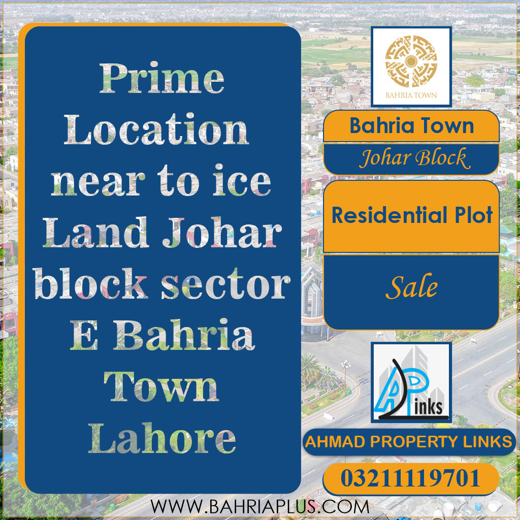 10 Marla Residential Plot for Sale in Sector E - Johar Block -  Bahria Town, Lahore - (BP-362995)