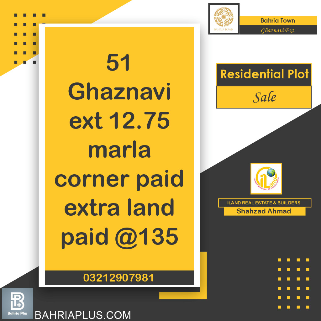 Residential Plot for Sale in Sector F - Ghaznavi Ext. Block -  Bahria Town, Lahore - (BP-363018)