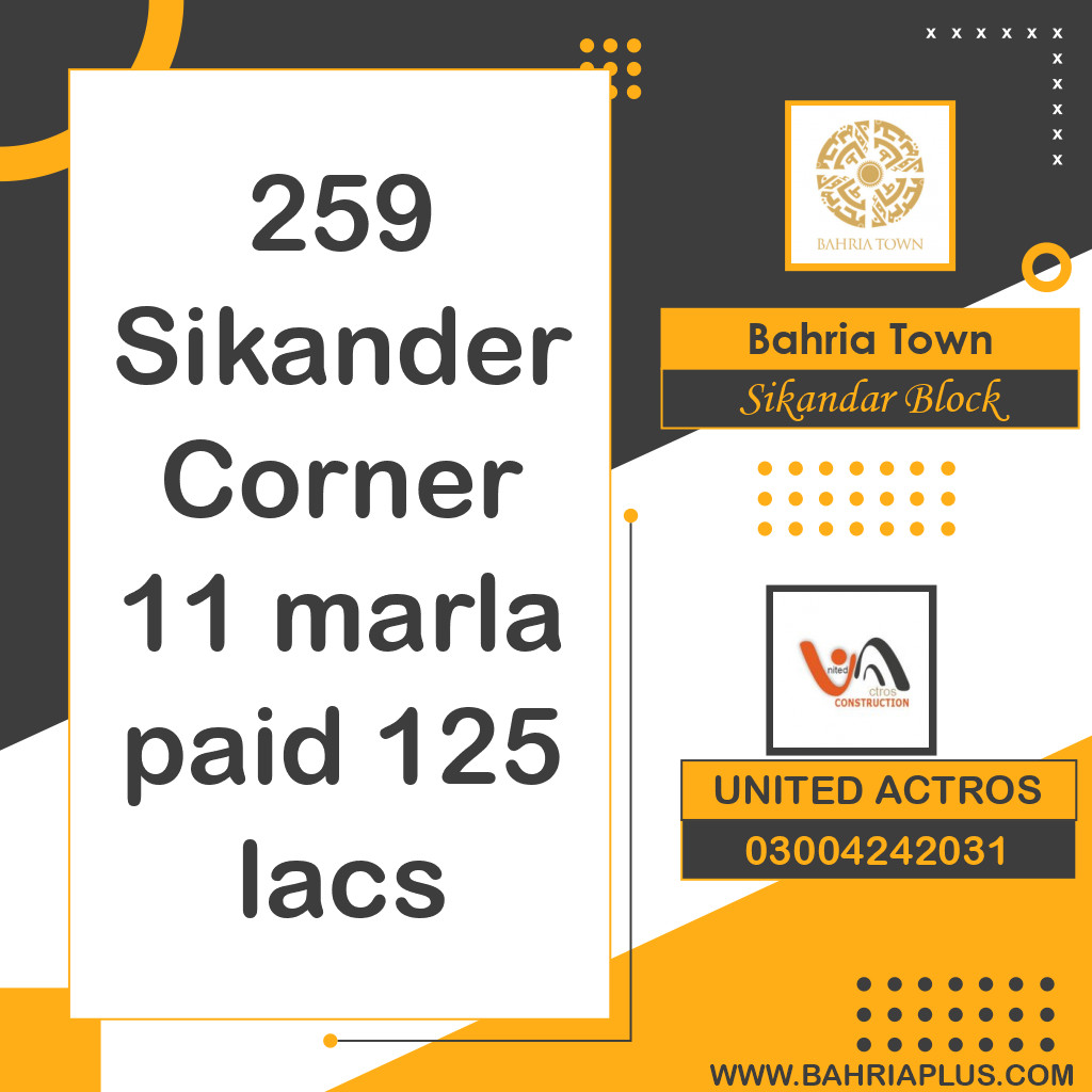 11 Marla Residential Plot for Sale in Sector F - Sikander Block -  Bahria Town, Lahore - (BP-363025)