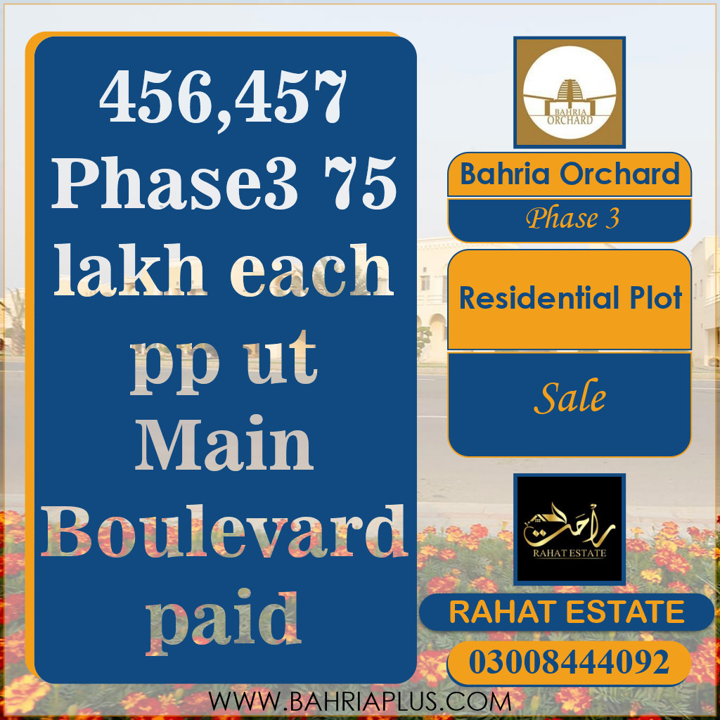 8 Marla Residential Plot for Sale in Phase 3 -  Bahria Orchard, Lahore - (BP-363043)