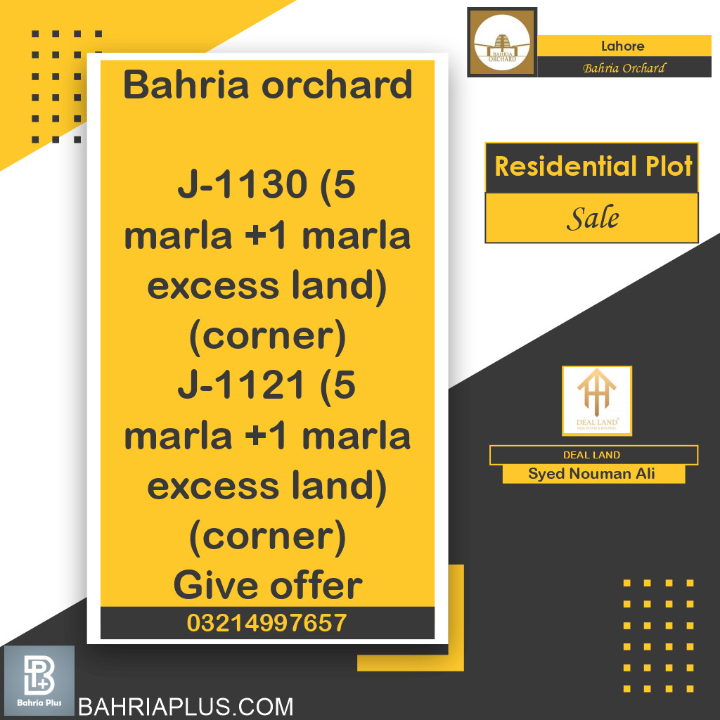Residential Plot for Sale in Bahria Orchard, Lahore - (BP-363076)