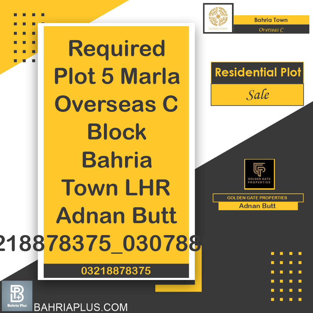 5 Marla Residential Plot for Sale in Overseas C -  Bahria Town, Lahore - (BP-363081)