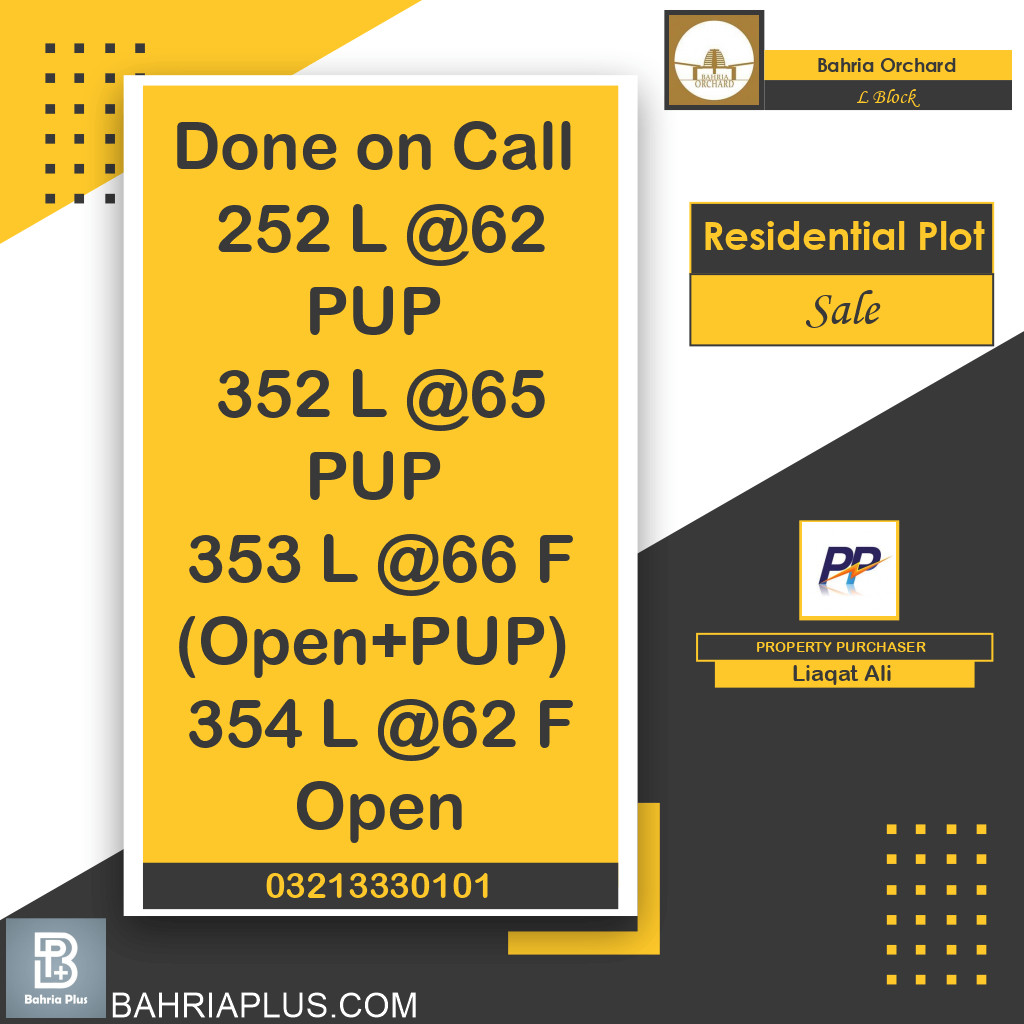 5 Marla Residential Plot for Sale in Phase 2 - L Block -  Bahria Orchard, Lahore - (BP-363085)