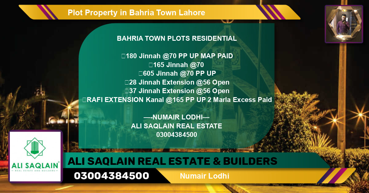 Residential Plot for Sale in Bahria Town, Lahore - (BP-36312)
