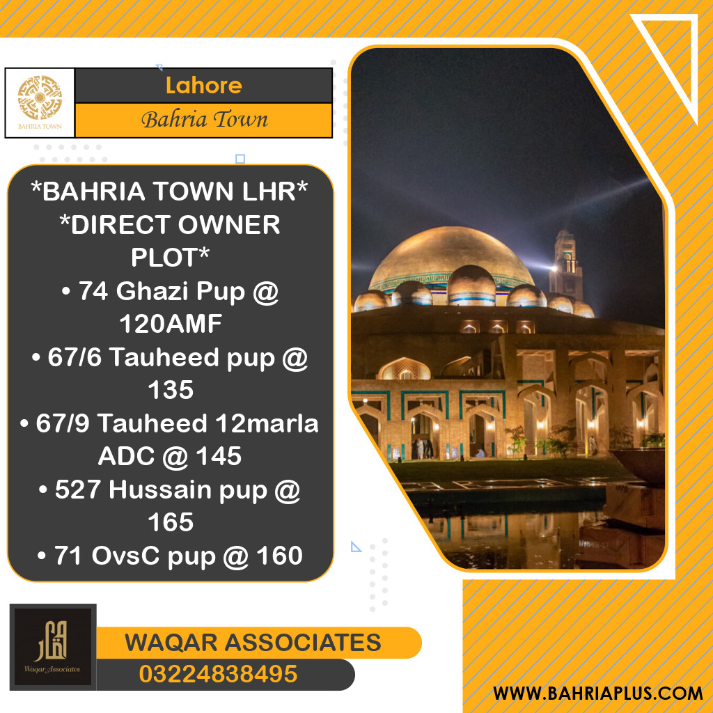 Residential Plot for Sale in Bahria Town, Lahore - (BP-363136)