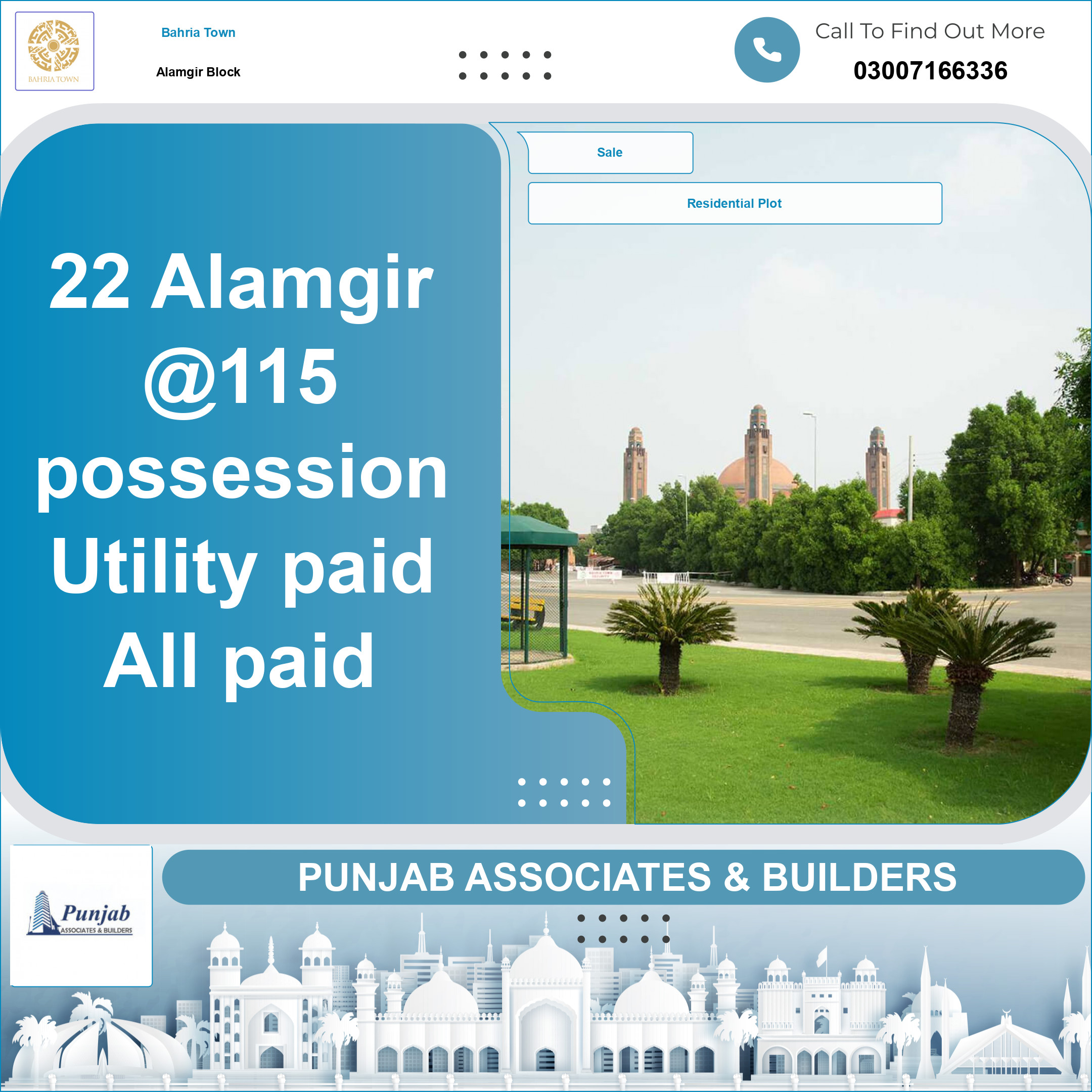 Residential Plot for Sale in Sector F - Alamgir Block -  Bahria Town, Lahore - (BP-363151)