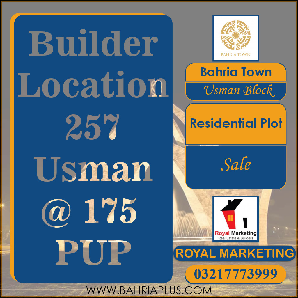 8 Marla Residential Plot for Sale in Sector B - Usman Block -  Bahria Town, Lahore - (BP-363211)
