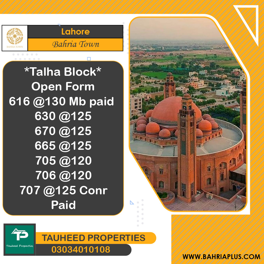 10 Marla Residential Plot for Sale in Bahria Town, Lahore - (BP-363299)