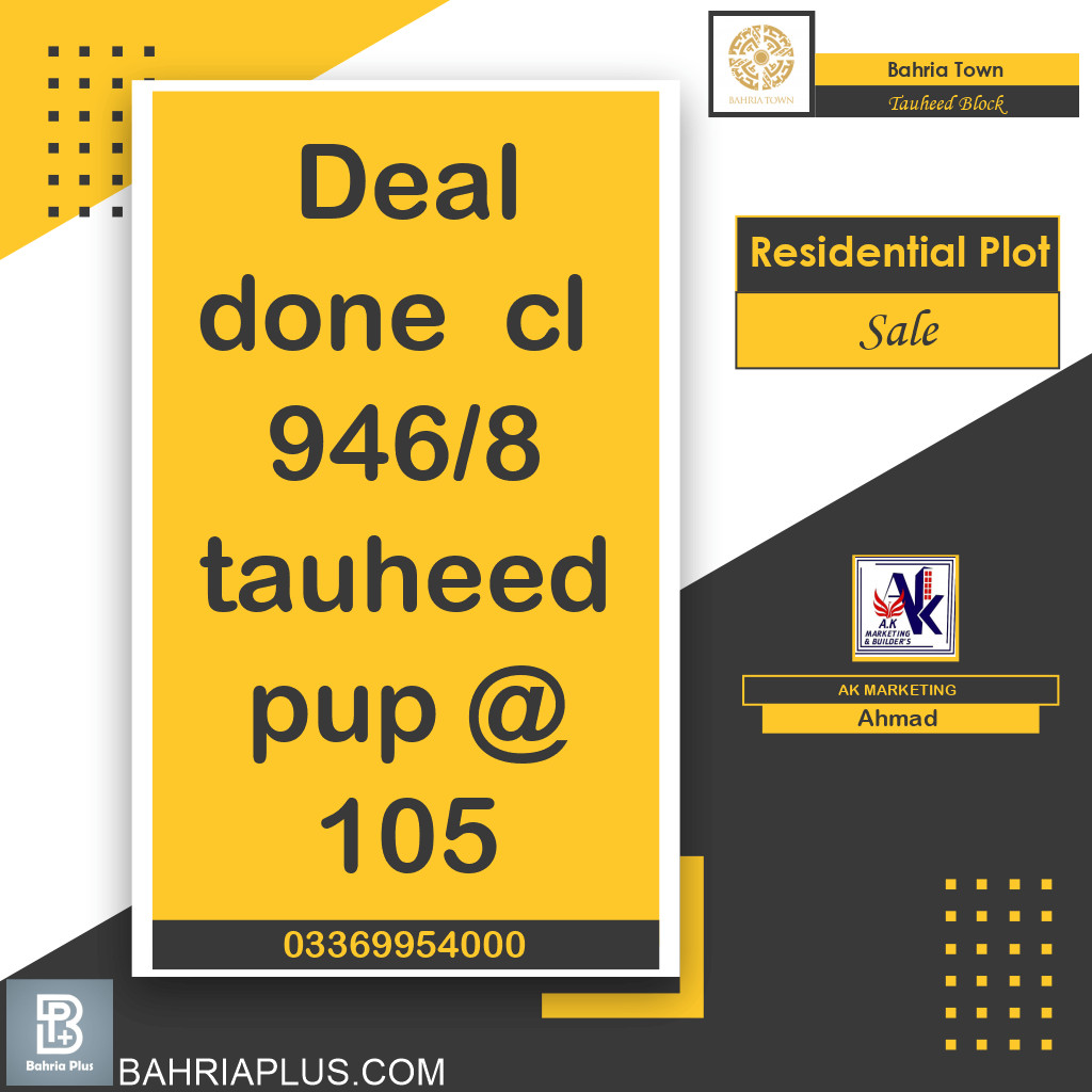 10 Marla Residential Plot for Sale in Sector F - Tauheed Block -  Bahria Town, Lahore - (BP-363336)
