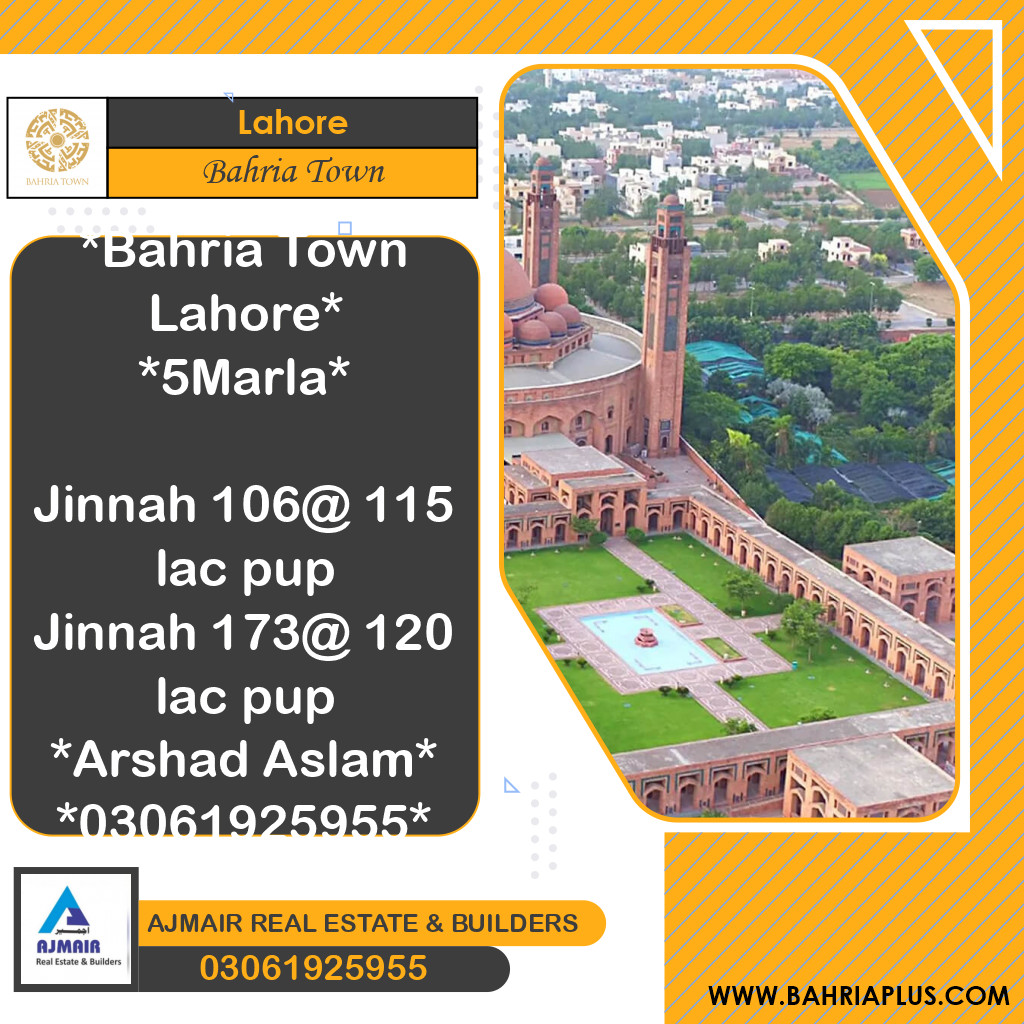 Residential Plot for Sale in Bahria Town, Lahore - (BP-363413)