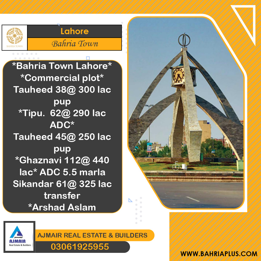 Residential Plot for Sale in Bahria Town, Lahore - (BP-363414)