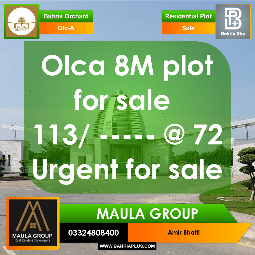 8 Marla Residential Plot for Sale in OLC-A Block -  Bahria Orchard, Lahore - (BP-363436)