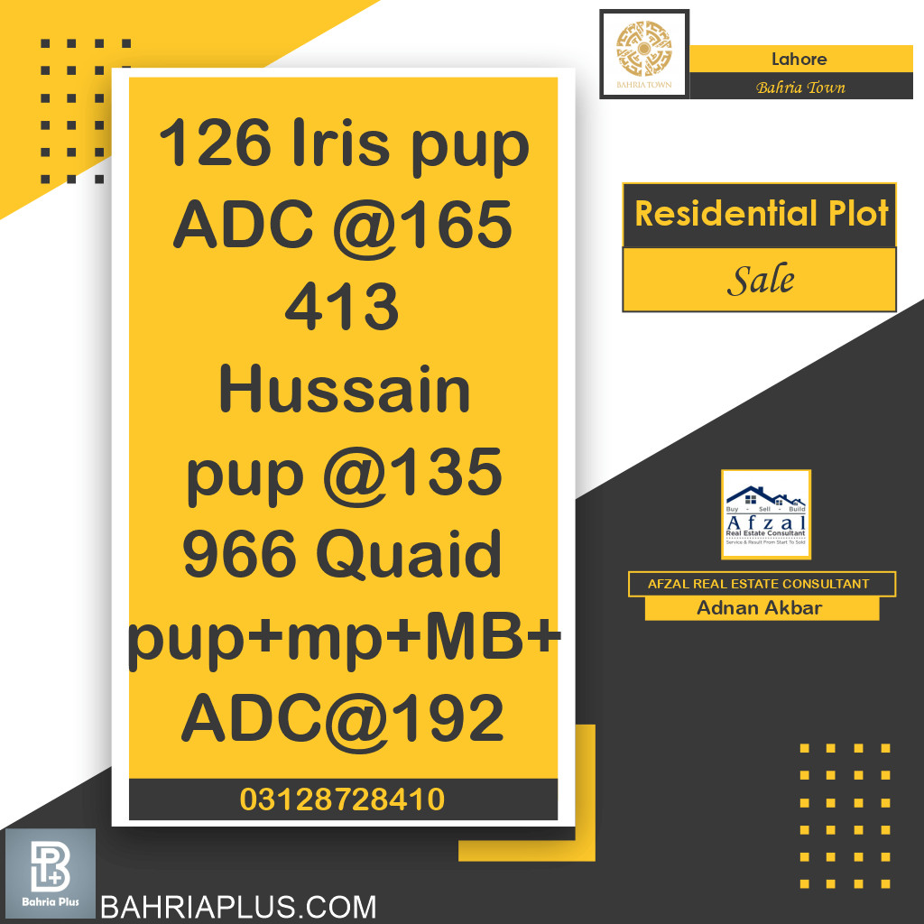 Residential Plot for Sale in Bahria Town, Lahore - (BP-363521)