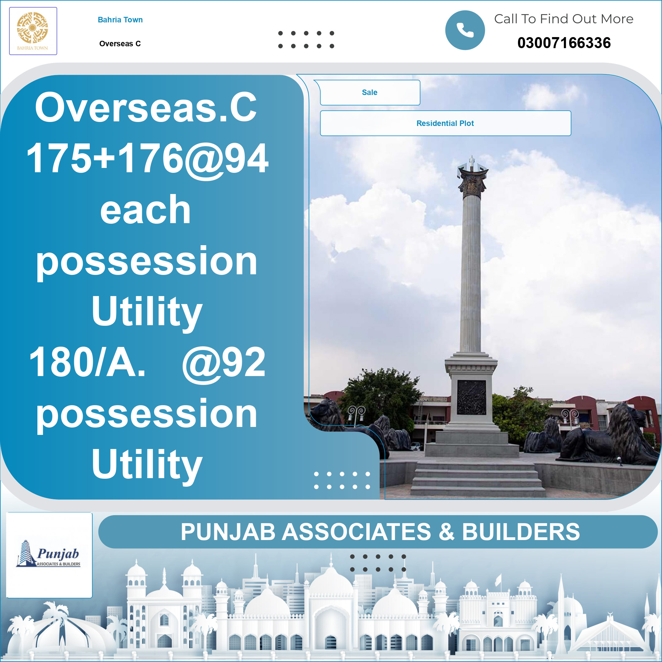 Residential Plot for Sale in Overseas C -  Bahria Town, Lahore - (BP-363676)