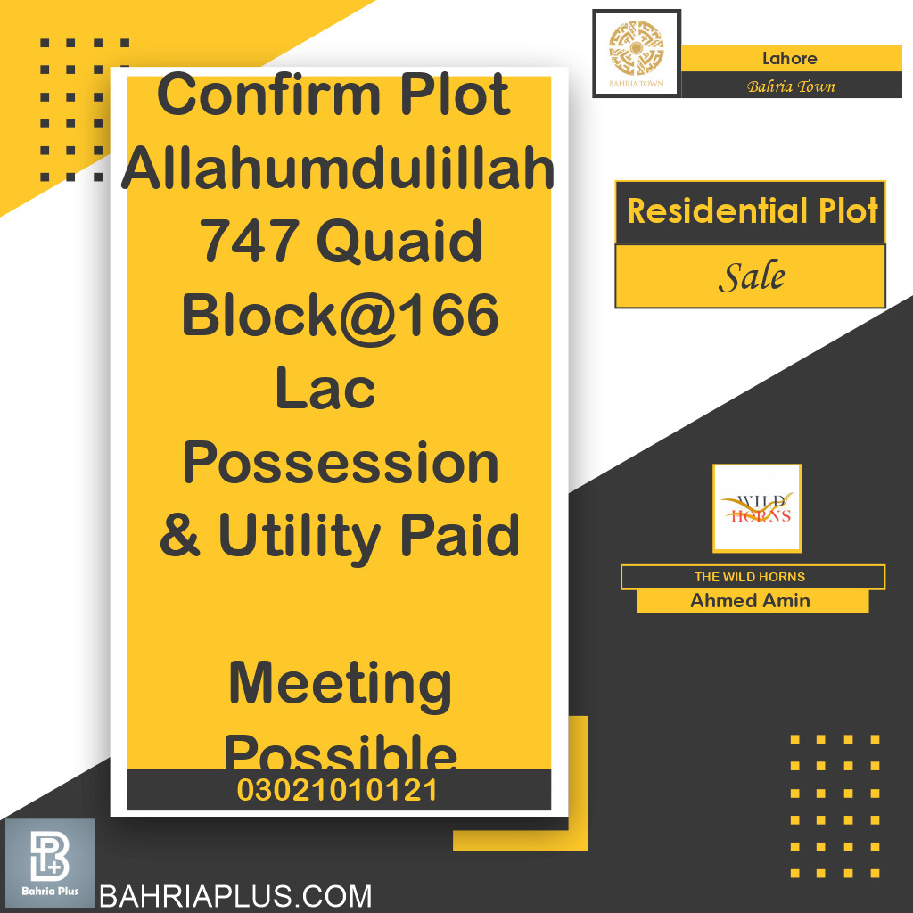 Residential Plot for Sale in Bahria Town, Lahore - (BP-363706)