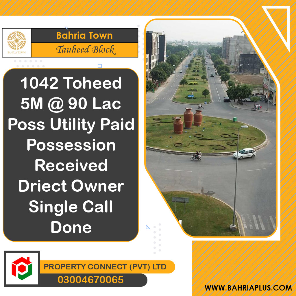 5 Marla Residential Plot for Sale in Sector F - Tauheed Block -  Bahria Town, Lahore - (BP-363827)