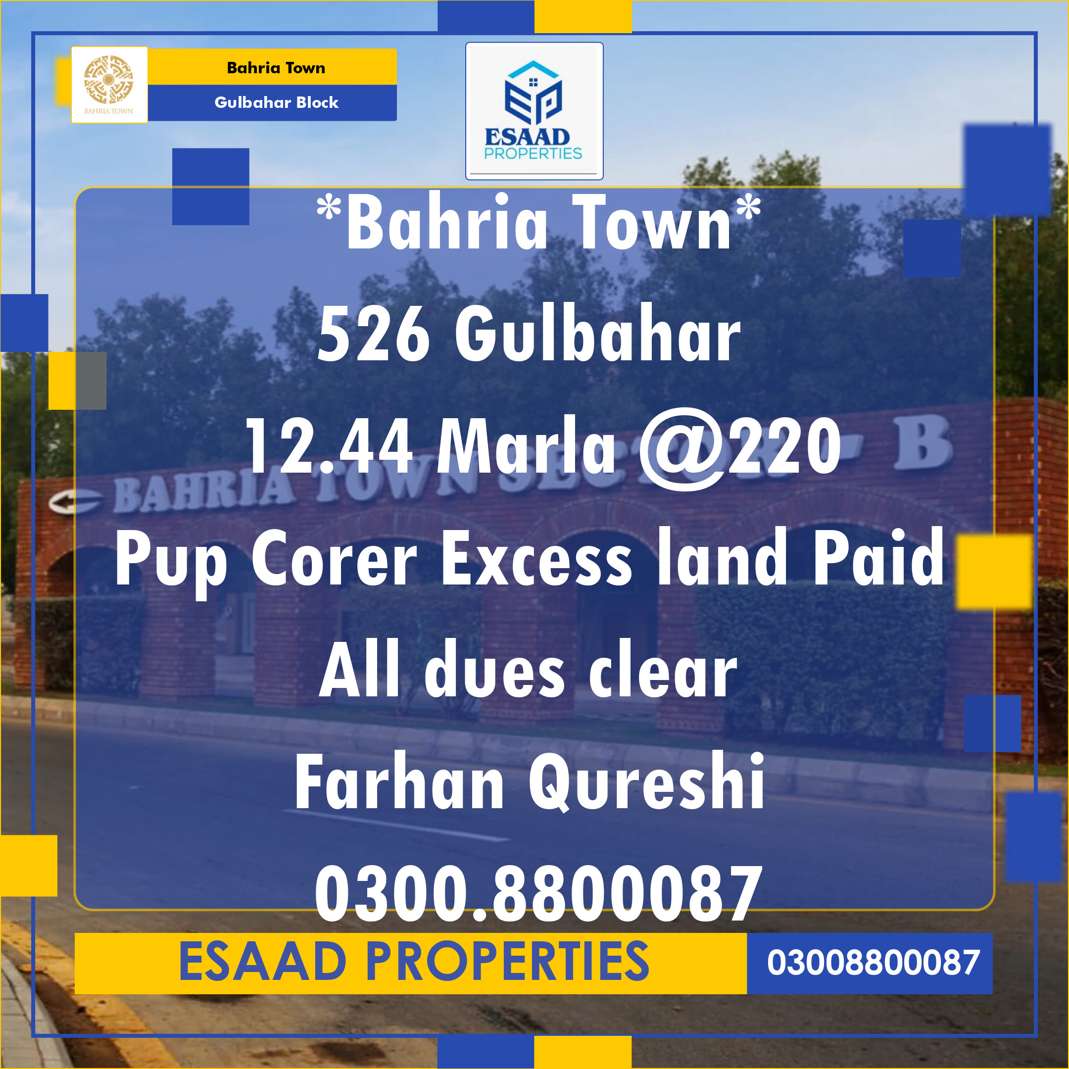 12.44 Marla Residential Plot for Sale in Sector C - Gulbahar Block -  Bahria Town, Lahore - (BP-363848)