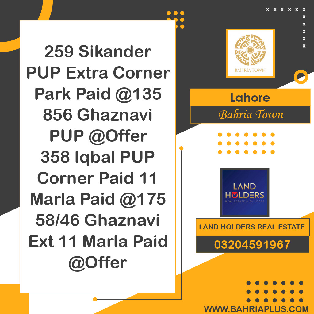 Residential Plot for Sale in Bahria Town, Lahore - (BP-363881)