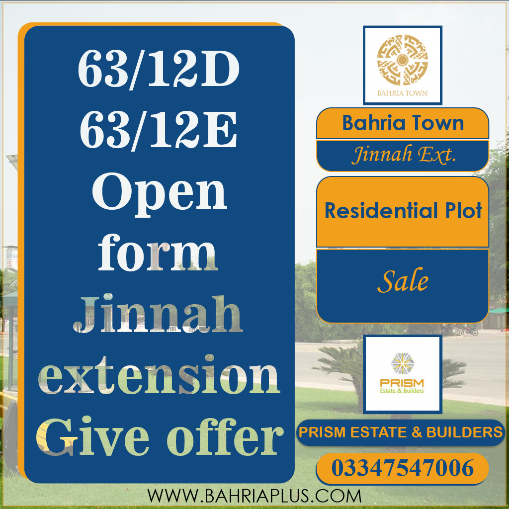 5 Marla Residential Plot for Sale in Sector E - Jinnah Ext. Block -  Bahria Town, Lahore - (BP-363893)