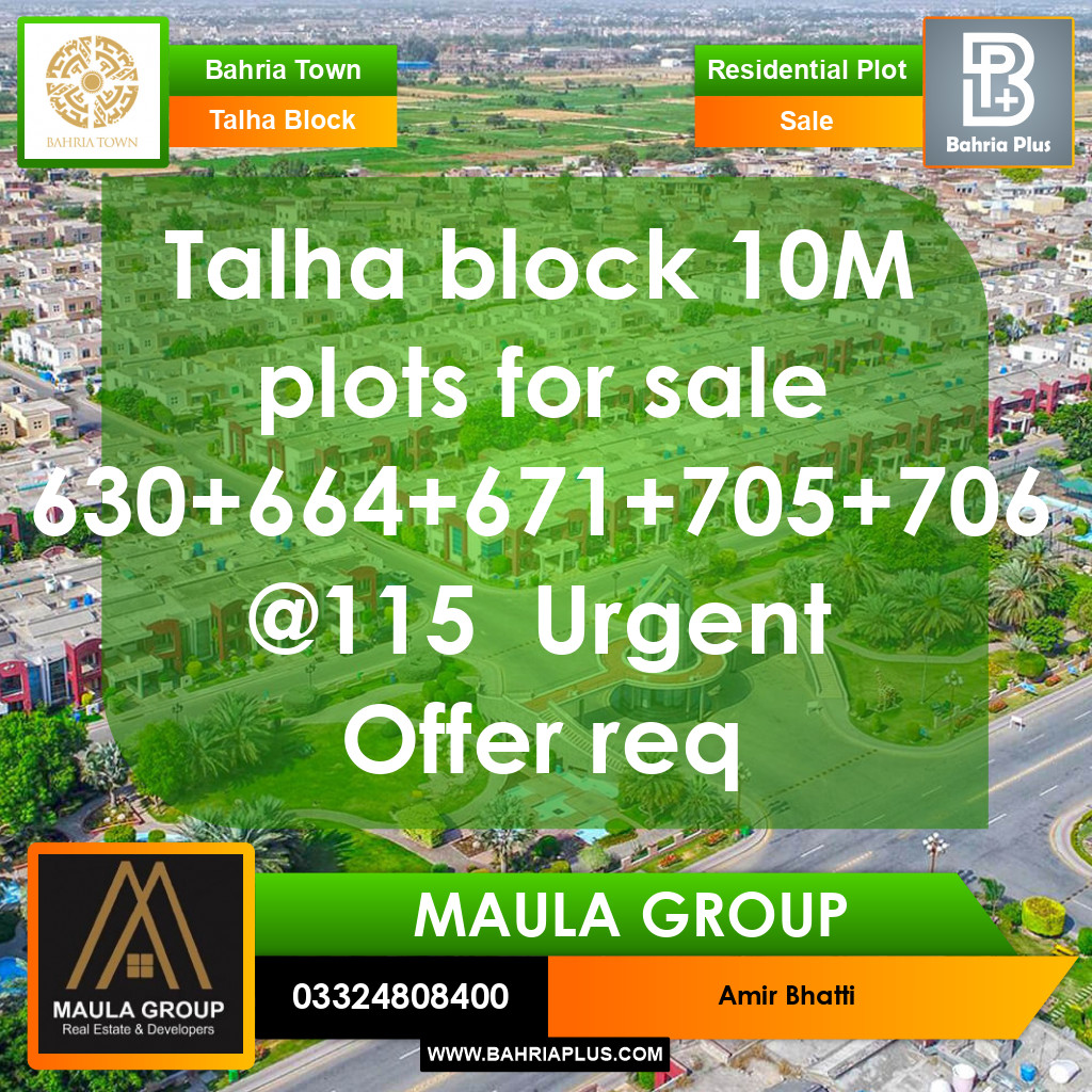 10 Marla Residential Plot for Sale in Sector F - Talha Block -  Bahria Town, Lahore - (BP-363923)