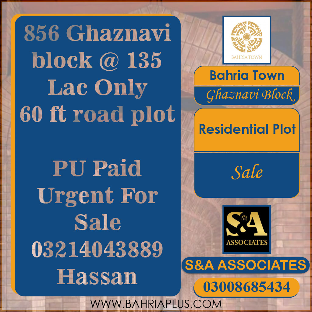 10 Marla Residential Plot for Sale in Sector F - Ghaznavi Block -  Bahria Town, Lahore - (BP-364005)