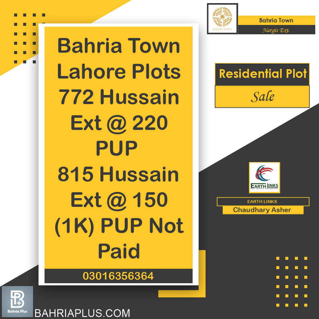 1 Kanal Residential Plot for Sale in Sector C - Nargis/Hussain Ext. -  Bahria Town, Lahore - (BP-364156)