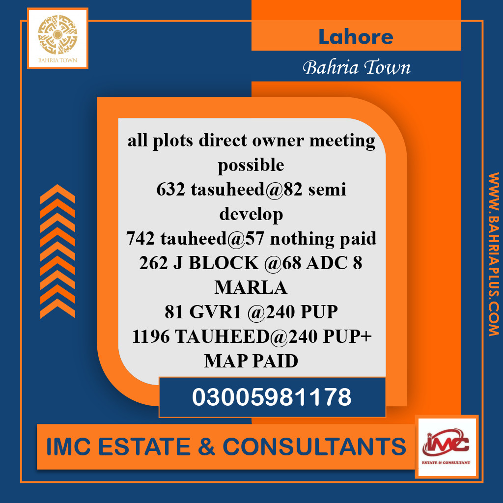 Residential Plot for Sale in Bahria Town, Lahore - (BP-364188)