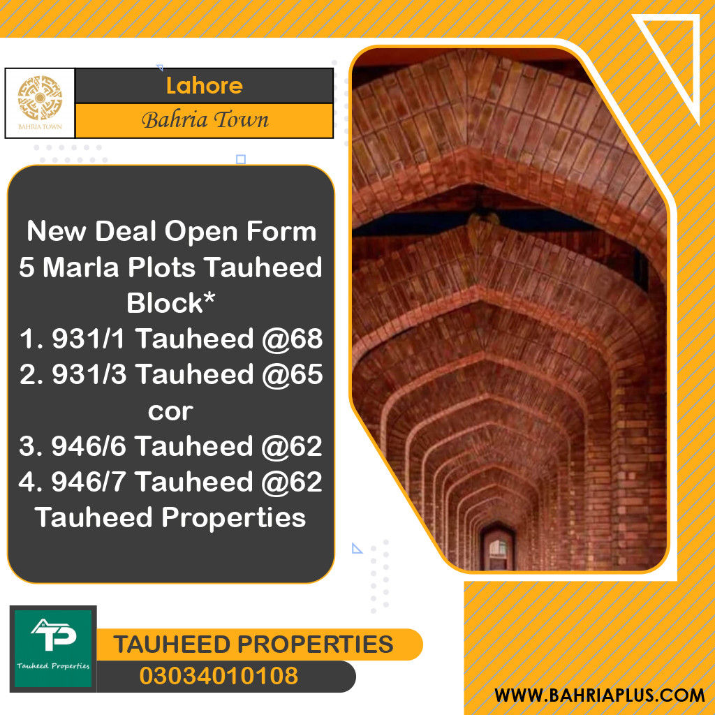 5 Marla Residential Plot for Sale in Bahria Town, Lahore - (BP-364314)