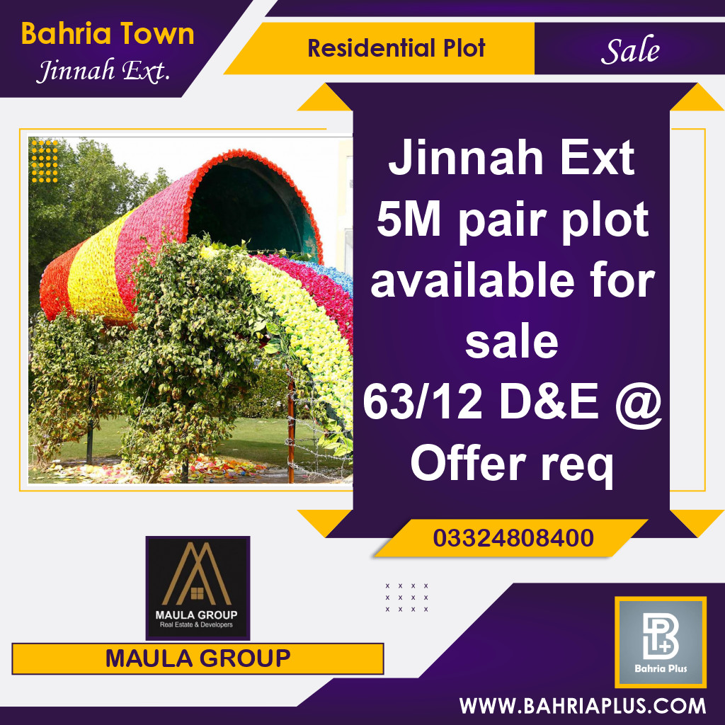 5 Marla Residential Plot for Sale in Sector E - Jinnah Ext. Block -  Bahria Town, Lahore - (BP-364356)