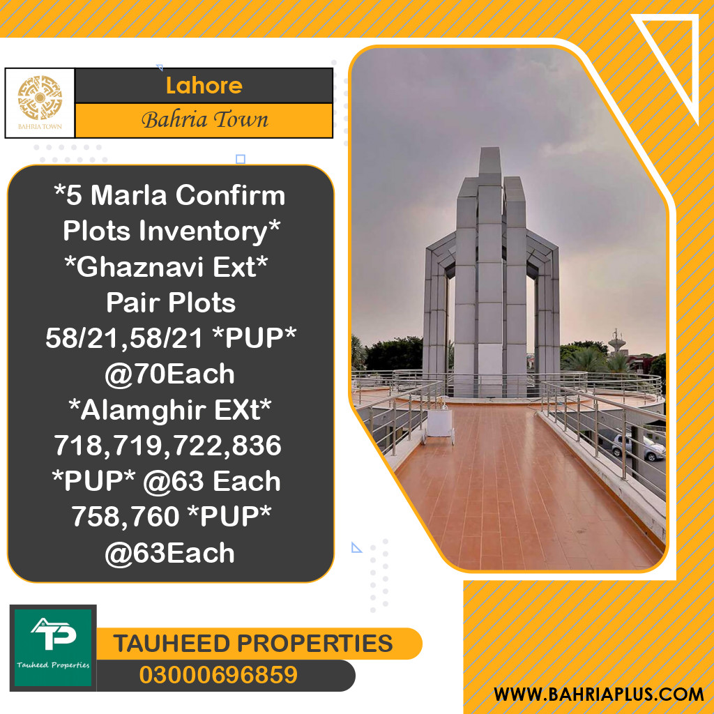 5 Marla Residential Plot for Sale in Bahria Town, Lahore - (BP-364386)