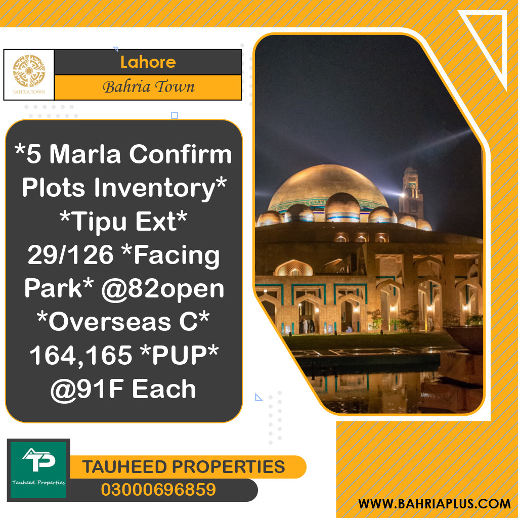 5 Marla Residential Plot for Sale in Bahria Town, Lahore - (BP-364390)